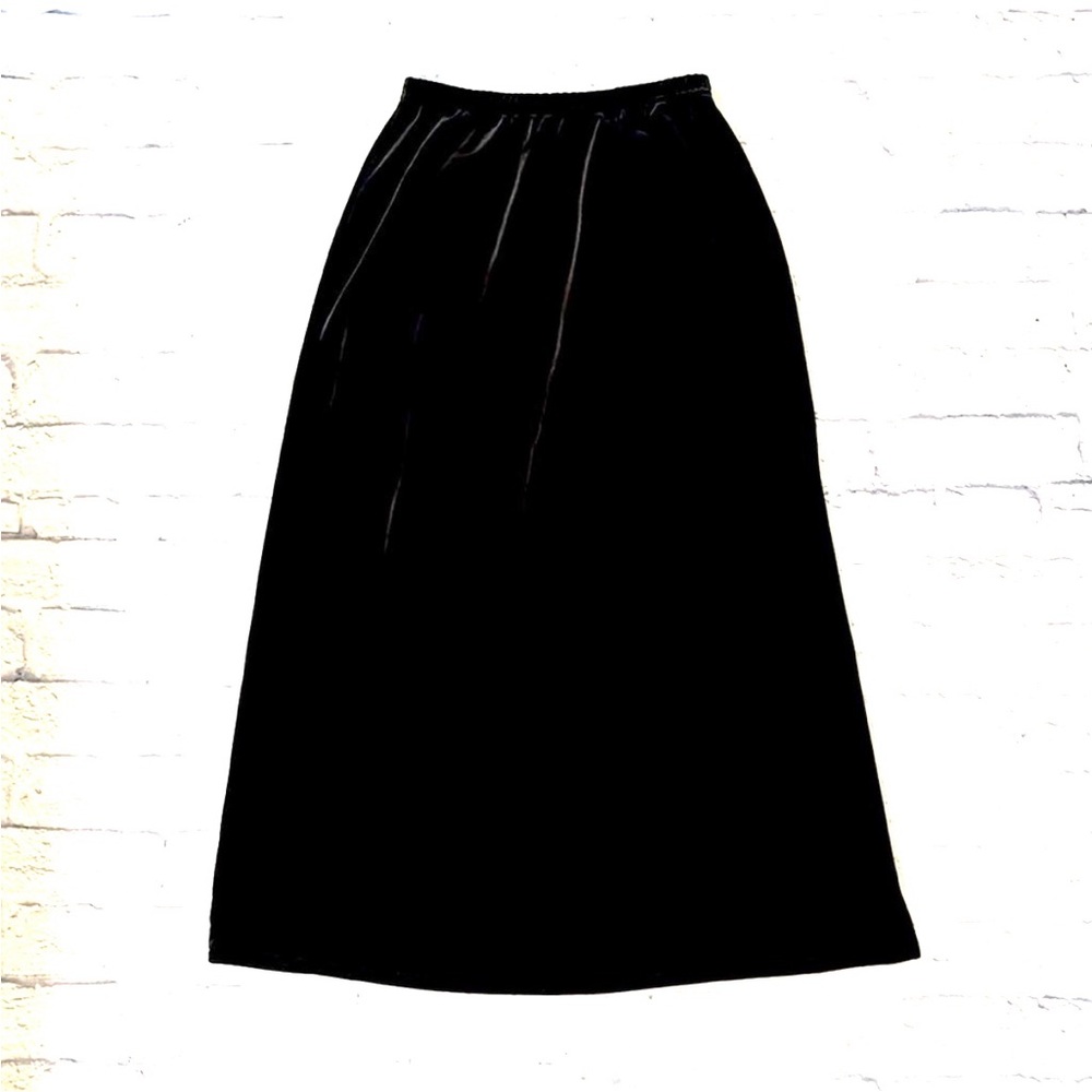 Vintage Black Velour Maxi Skirt Whimsygoth Romantic Elastic Waist Size Small